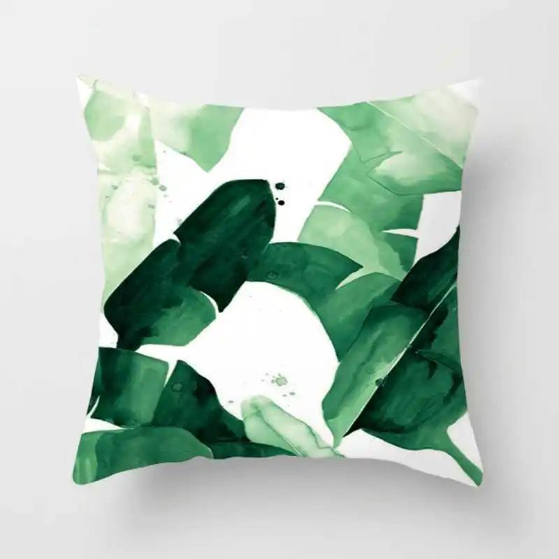 Tropical Plants Cactus Monstera Summer Decorative Throw Pillows Cushion Cover Palm Leaf Green Home Decor Pillowcase