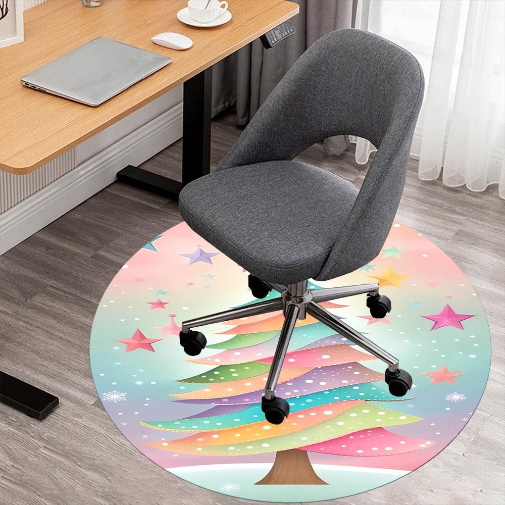 

1pc Christmas tree Round Chair mat Area Rug - Non-Slip, Floor Mat for Office, Bedroom, and Indoor Decor -1002203 80cm by 80cm