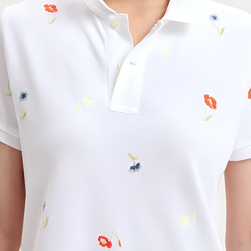 Polo Ralph Lauren SS22 Floral Pattern Mesh Polo Dress Women Dresses White WMPODRSNFA20309-100