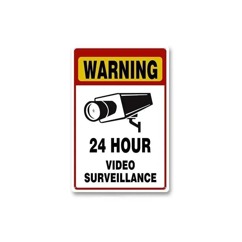 Tin Sign No Trespassing Warning Sign 24 Hour Video Surveillance Metal Board Poster Bar Home Decor Plate Warn Signs Wall Plaques