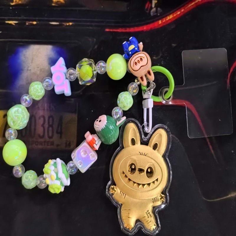 Golden Cartoon Cute Keychain Including Bracelet