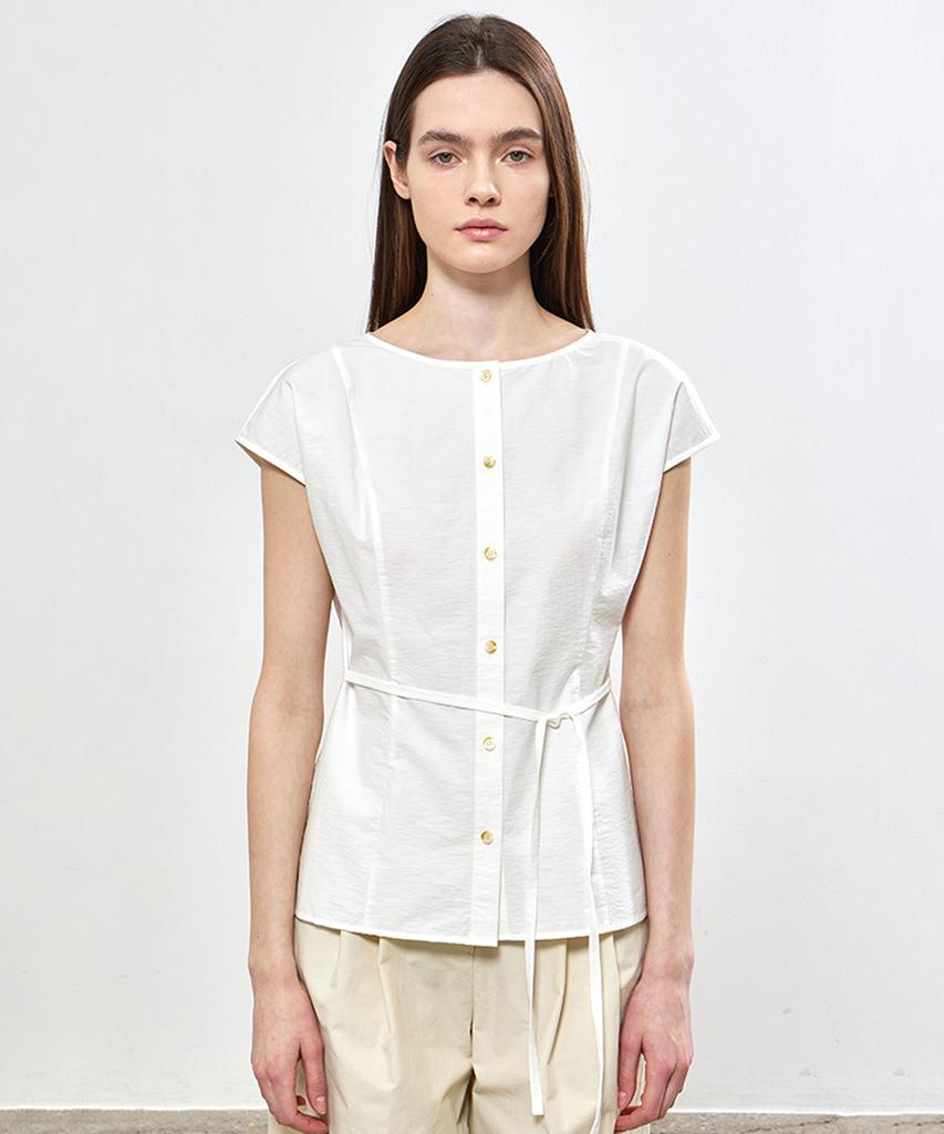 NOTIA Boat Neck Cap-Sleeve Blouse - Ivory