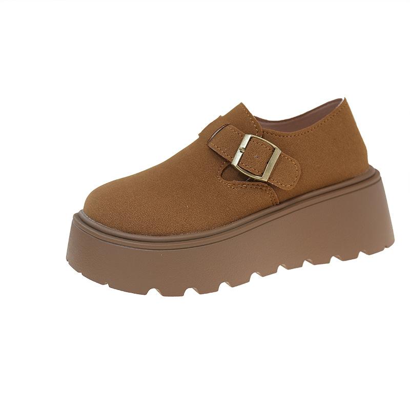 2025 vår nya fransk retro avslappnad lat höjdökande skor barnskor moderiktiga tjocksulade halkfria loafers