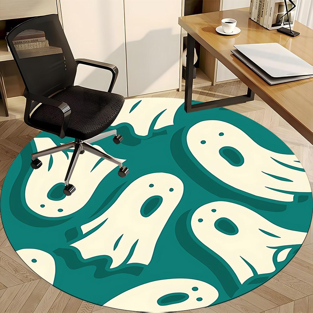 1 Stück Geisterhafte Geister Büro Runder Teppich, Matte Geeignet Für Büro, Unter Bürostühlen Schlafzimmer Wohnzimmer Heimdekoration, Raumdeko
