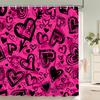 Red Love Valentine'S Day Printed Bathroom Shower Curtain Large 230X180 Waterproof Cloth Pink Lovey Romantic Bath Curtains Decor