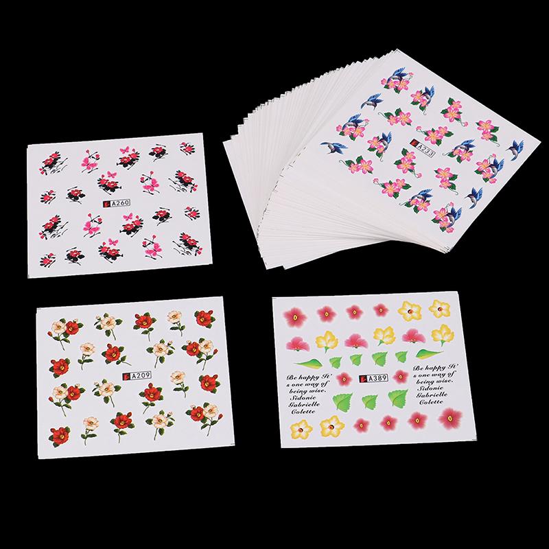 3D Nail Art Transfer Aufkleber 50 Blätter Blumen Abziehbilder Maniküre Dekoration Tipps