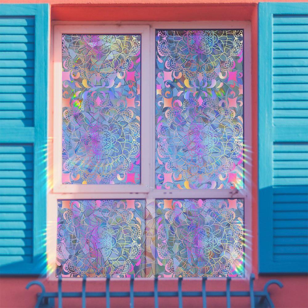 Pellicola Privacy Multicolore per Finestre Elettrostatica Fai da Te Accessori Raccogli Sole Adesivo per Vetro Ornamento Statico Adesivi Statici