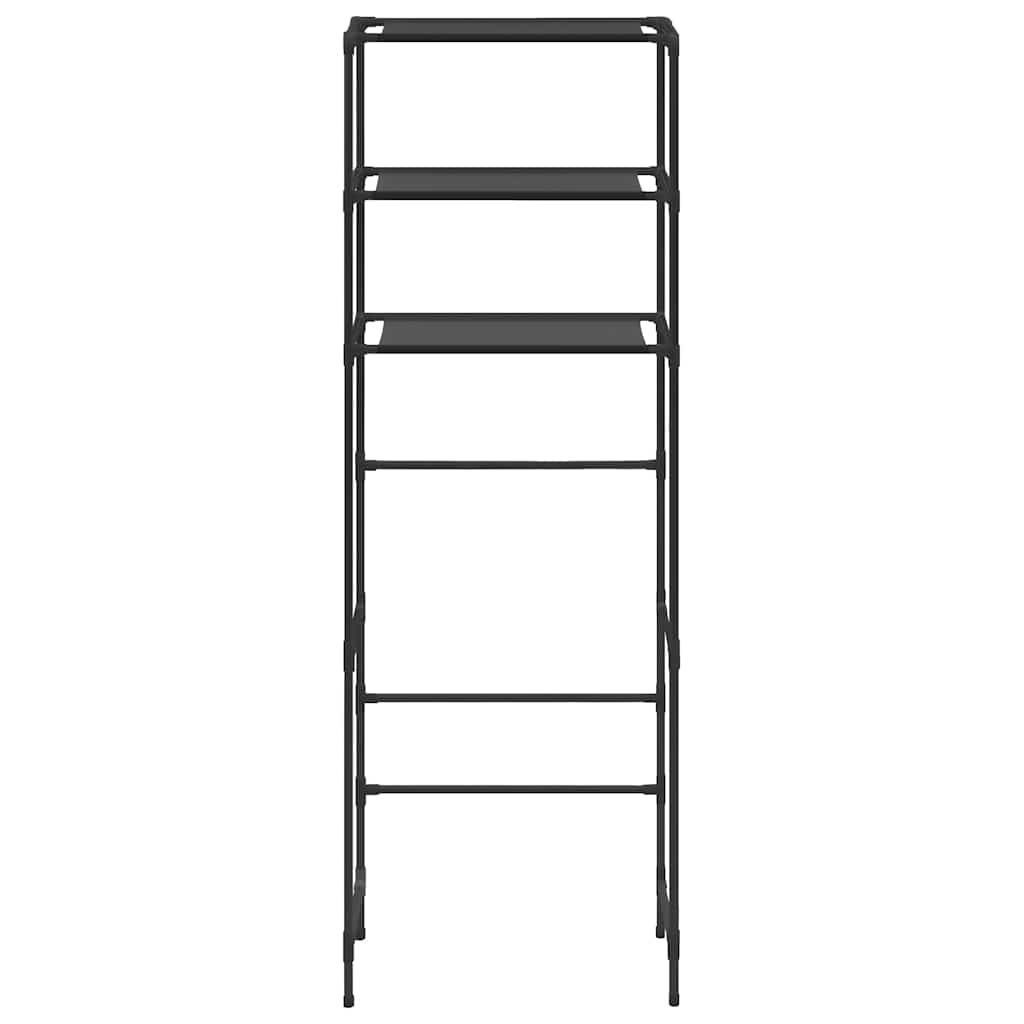 Scaffale per WC con 3 Ripiani Nero 53 x 28 x 169 cm