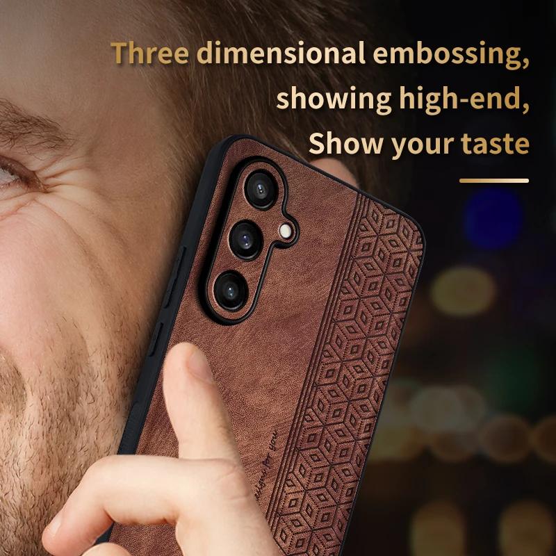 Luxury Soft Leather Business Elite Shockproof CellPhone Cases for Samsung Galaxy M55 Protective Phone Case Protective
