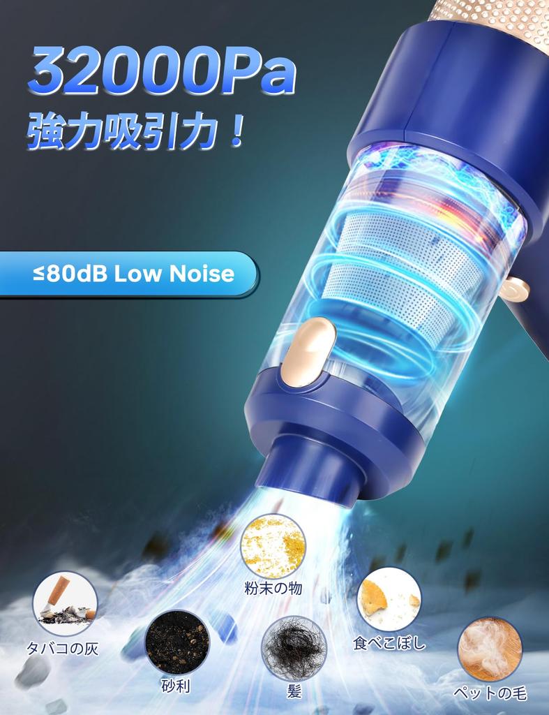 BOLYDOOM Handheld Car Vacuum USB 4000mAh 32000PA Powerful Low for Car Interior Keyboard Computer Pet Hair and Household Cleaning Cleaner, Cordless,