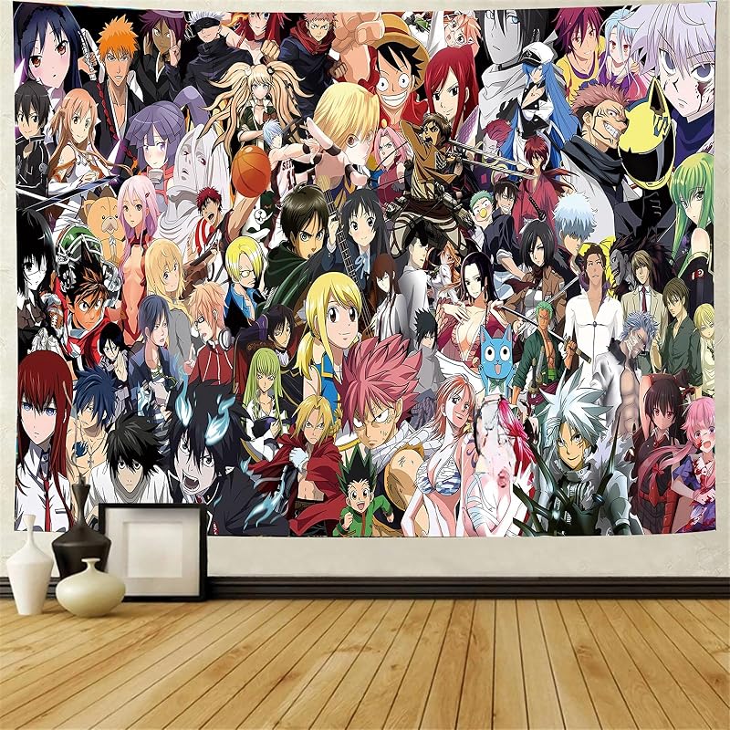 Timimo Anime Tapestry - Poster Decoration Wall Art Background Large Bedroom Hanging Birthday Party Decoration, 60x80in (Anime Character Tapestry) Anime Tapestry
