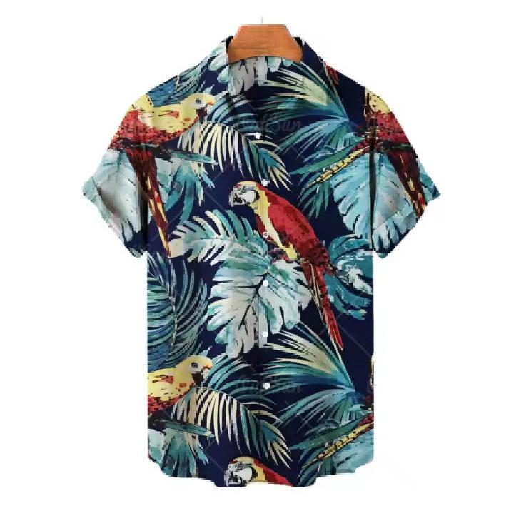Hawaiian Animal Casual Men's T-Shirt Leopard Tiger Short Sleeve Holiday Party Streetwear Top Shirt