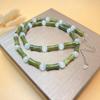 S925 Silver Bamboo-Style Necklace with Natural Olive Jade & Cat's Eye Beads: New Chinese Style for Men & Women