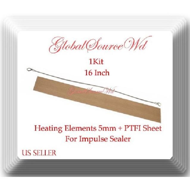 

2 Heating Element 5mm + 2 PTFI Sheet or Impulse Sealer 16 / 400mm PFS400