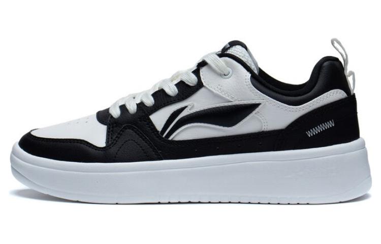 Li Ning Line 2.0 Fashion Slip Resistant Abrasion Resistant Low Top Skateboard Shoes Women's White Black AGCT338-1