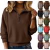 2025 Autumn/Winter High Neck Loose Solid Color Pullover Zipper Knit Sweater