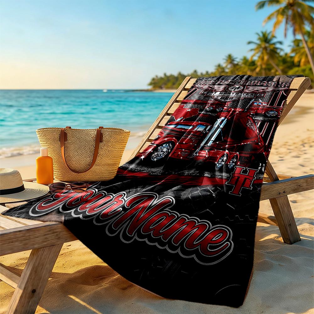 Kw Heavy Trucks Customized Name Beach Towel Super Soft & Absorbent Ideal for Travel Outdoor Swim Pool Yoga Surf Camping Hiking Gym Gift Holiday