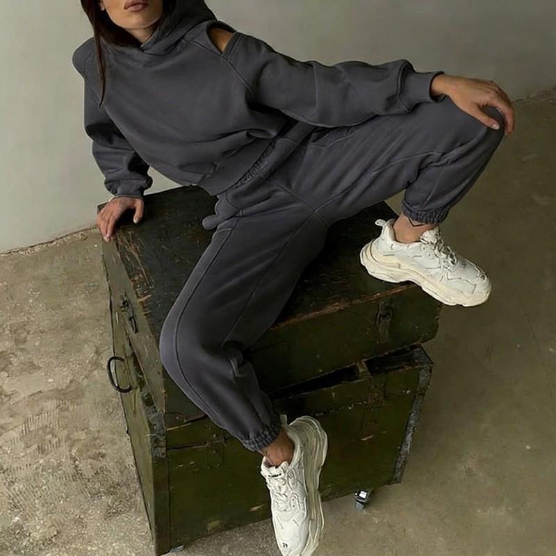 2026 Womens Casual Lounge Set Hooded Sweatshirt Wide Leg Pants Outfit