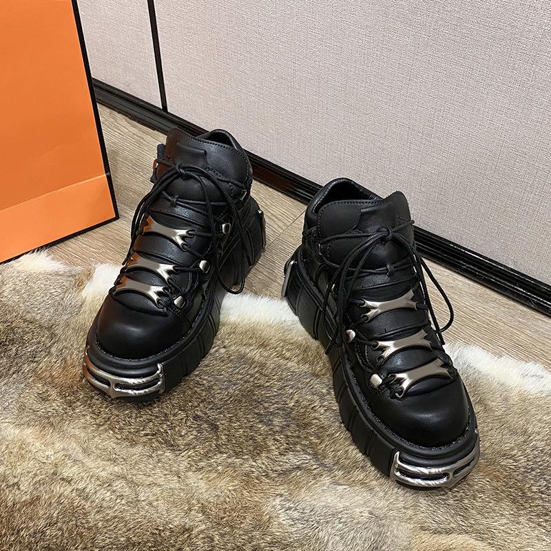 2024 Spring Women's Gothic Punk Thick-Soled High-Top Leather Motorcycle Boots