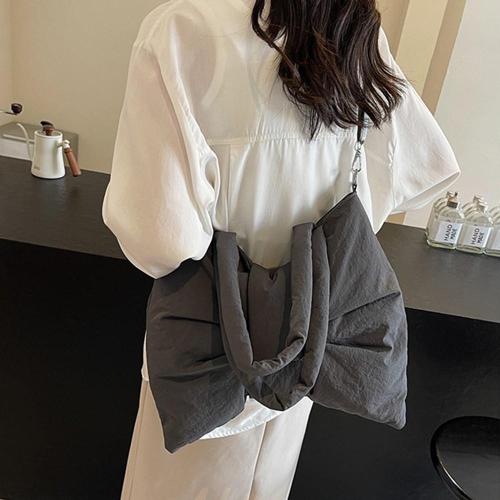 Large Capacity Ruched Bowknot Shoulder Bag Cotton Padded Crossbody Bags  Students