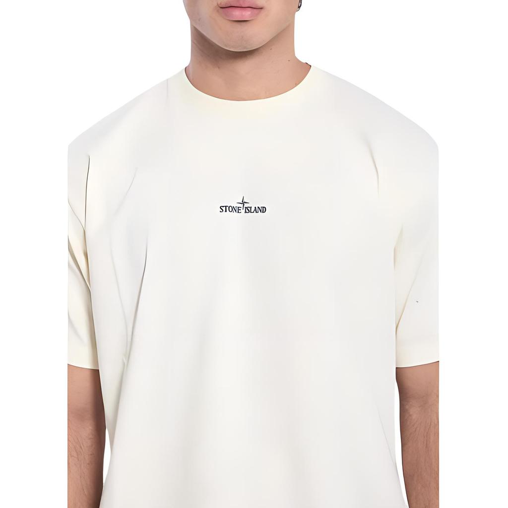 STONE ISLAND Klassisches Kurzarm-Rundhals-T-Shirt mit Logo-Aufdruck für Herren Oberteile Weiß K1S1521002-RCS0153-V0093