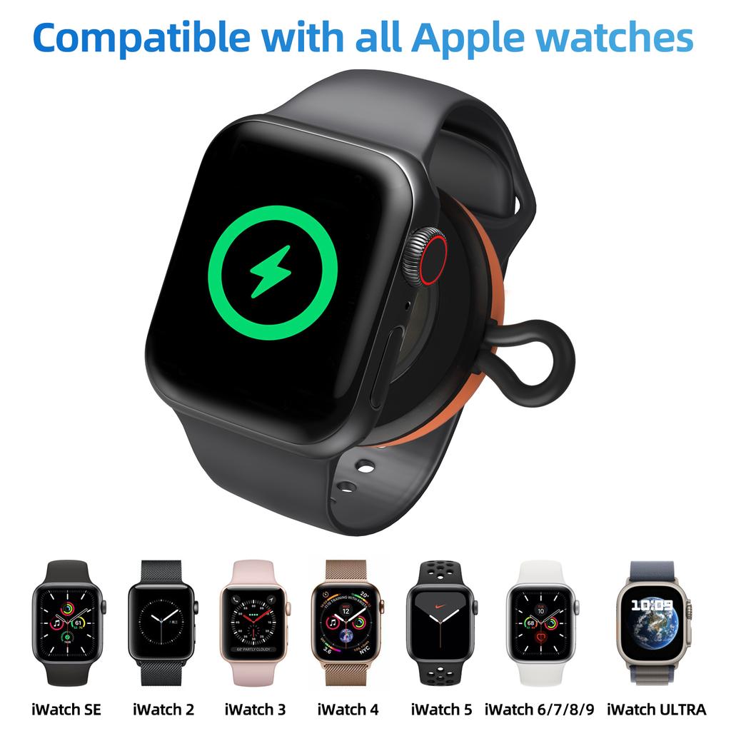 Kabelloses Ladegerät für Apple Watch Serie 9 8 7 Tragbare Typ-C Ladestation für iWatch SE 6 5 4 3 2 Ultra Watch Ladegerät