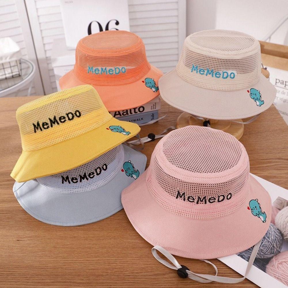 

Mesh Bucket Hat Cotton Sun Hat Anti-UV Kids Fisherman Hat Girls жовтий