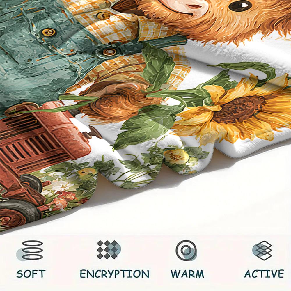Coperta in Flanella con Stampa Bovini, Alta Qualità, Confortevole per Tutte le Stagioni, Decorazione per la Casa, Calore e Comfort, Perfetta per Regali di Natale