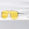 Fashion Double Beam Large Frame Polygonal Sunglasses Fashion Concave Style Sunglasses 31758