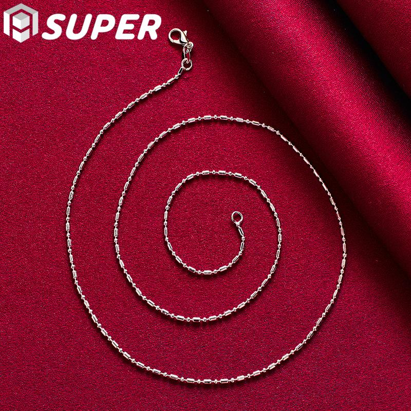 925 Sterling Silver Bamboo Chain Necklace 45cm Wedding Fashion Jewelry