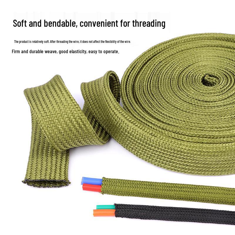 Flame-Retardant Black Nylon Braided Mesh Sleeve for Cable Protection