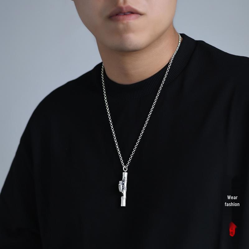 

Ожерелье-свисток из серебра 990 пробы для мужчин и женщин – простой, стильный аксессуар-подвеска Standard Size