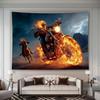 Brennender Schädel Motorradfahrer Wandteppich Wandbehang Gotischer Horror Personalisierter Hintergrund Wohnzimmer und Schlafzimmer Dekoration