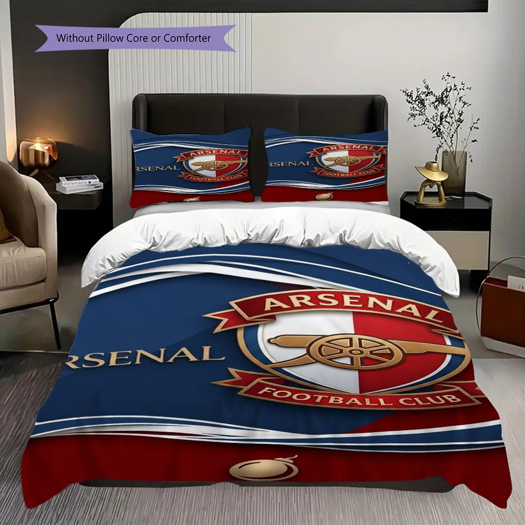 "Arsenal F.C. Gunners Emblem" Three-piece Set (1 * Duvet Cover + 2 * Pillowcase, Without Core) 2DFlat Duvet Cover and Pillowcase Soft and Comfortable