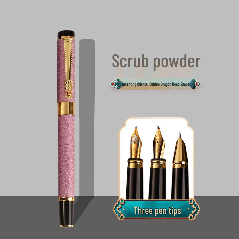 Dragon Calligraphy Fountain Pen Set: 3-Piece, Metal, Ideal for Students, Business, and Art - Unisex Design