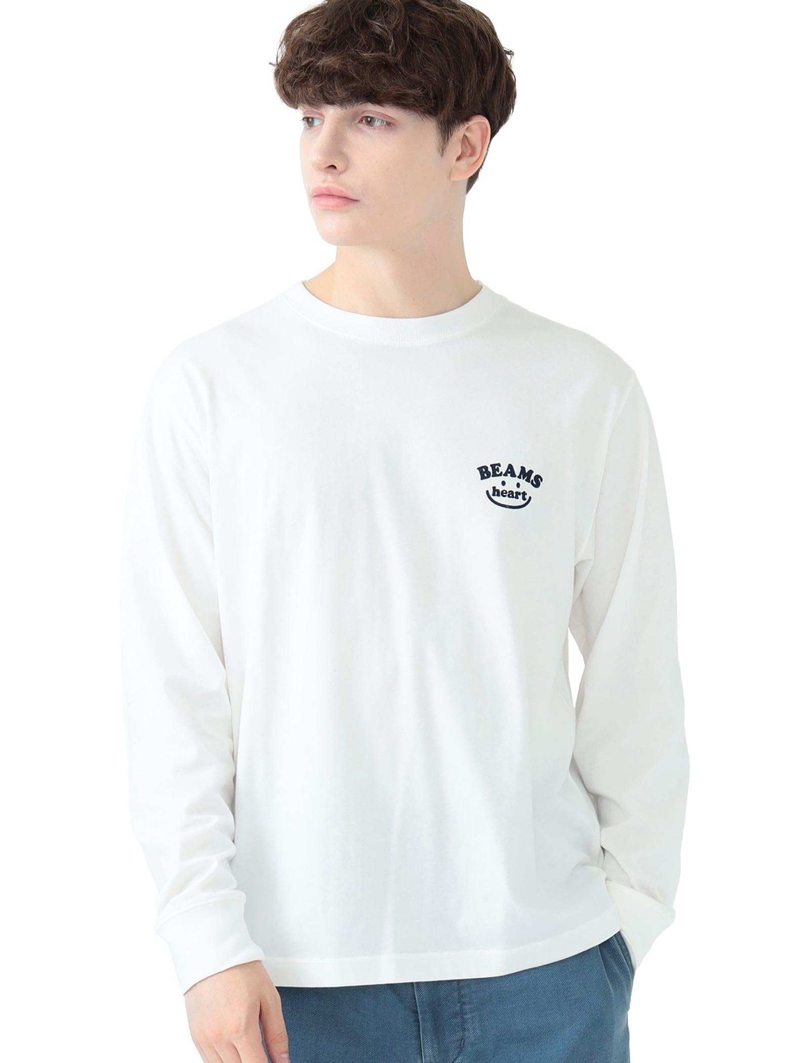 

ФУТБОЛКА Smile Logo One Point с длинным рукавом БЕЛАЯ M [BEAMS HEART] L/S Мужская