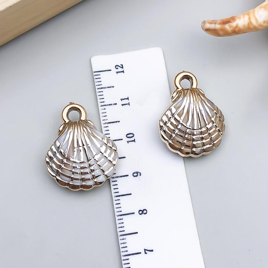 Gold-Plated Natural Shell Conch Pendant for DIY Necklace, Earrings, Wind Chime, or Hanging Ornament.