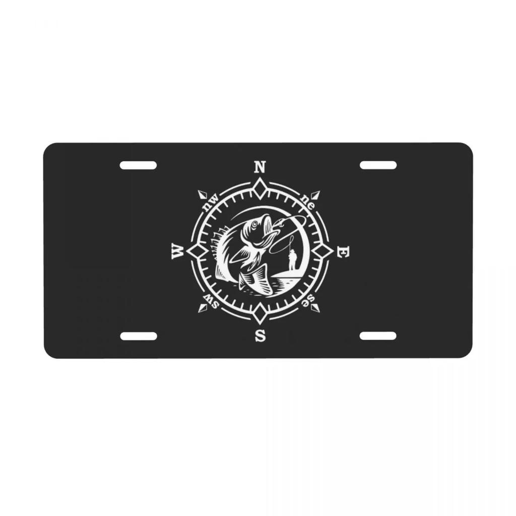 Novelty Deer In The Mountains Decorative Metal License Plate Compass Camper Aluminum Car Front Vanity Tag 6x12 Inch