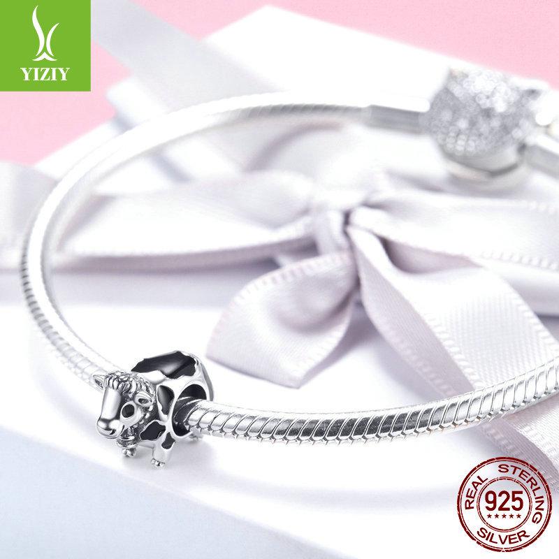 Yinziyun Original Cute Cow 925 Sterling Silver Beaded Bracelet