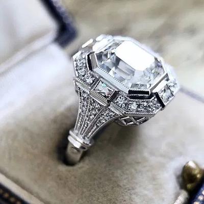 Elegante Damen-Eheringe mit Krappenfassung, Kristall, Zirkonia, Design, Modeaccessoires, silberfarbener Damenschmuck