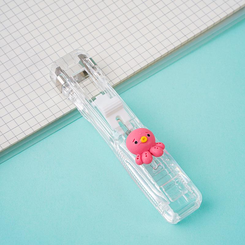 Cartoon Transparent Traceless File Binder Clip for Office Data Organization and Creative Learning