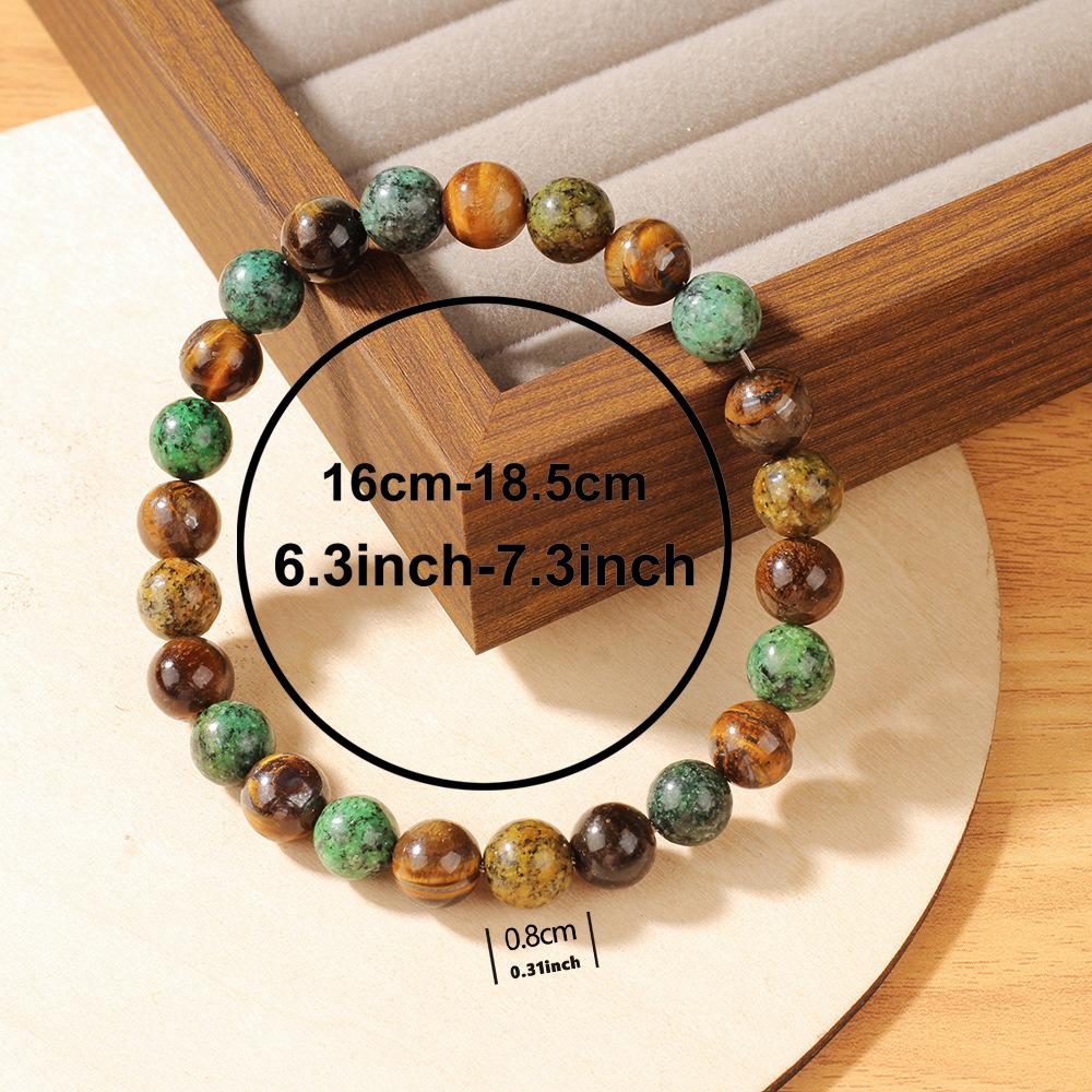Festive Gifts Earthy Green And Brown Stone Beaded Bracelet Fashion Jewelry For Unisex Daily Wear Stylish And Easy To Match Accessory