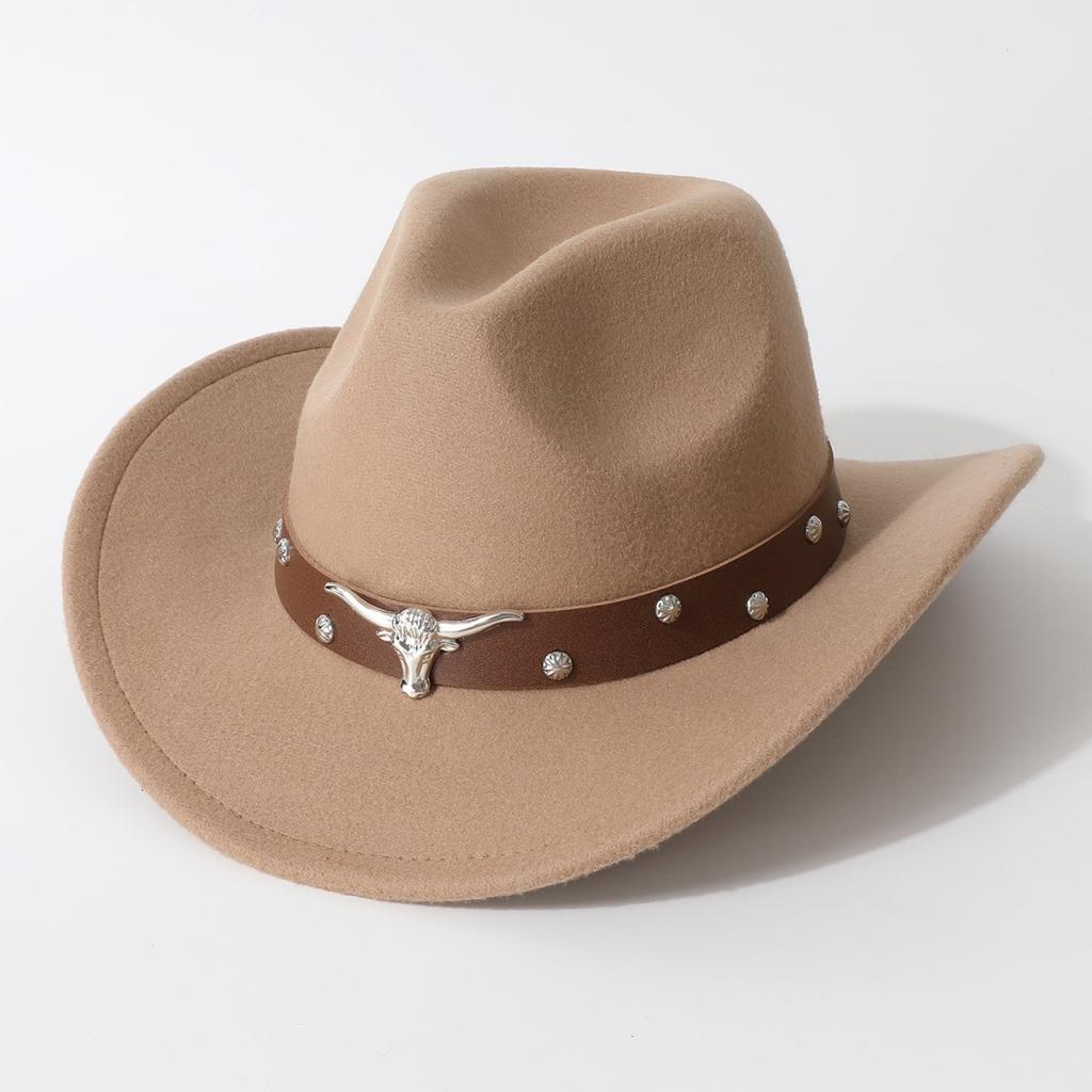 Autumn and winter unisex soft woolen cowboy hat, wide-brimmed fedora, simple and versatile style
