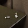 Huitan Dainty Delicate Stud Earrings Lady Engagement Jewelry with Simulated Pearl Shiny Waterdrop Shape Zirconia Accessories