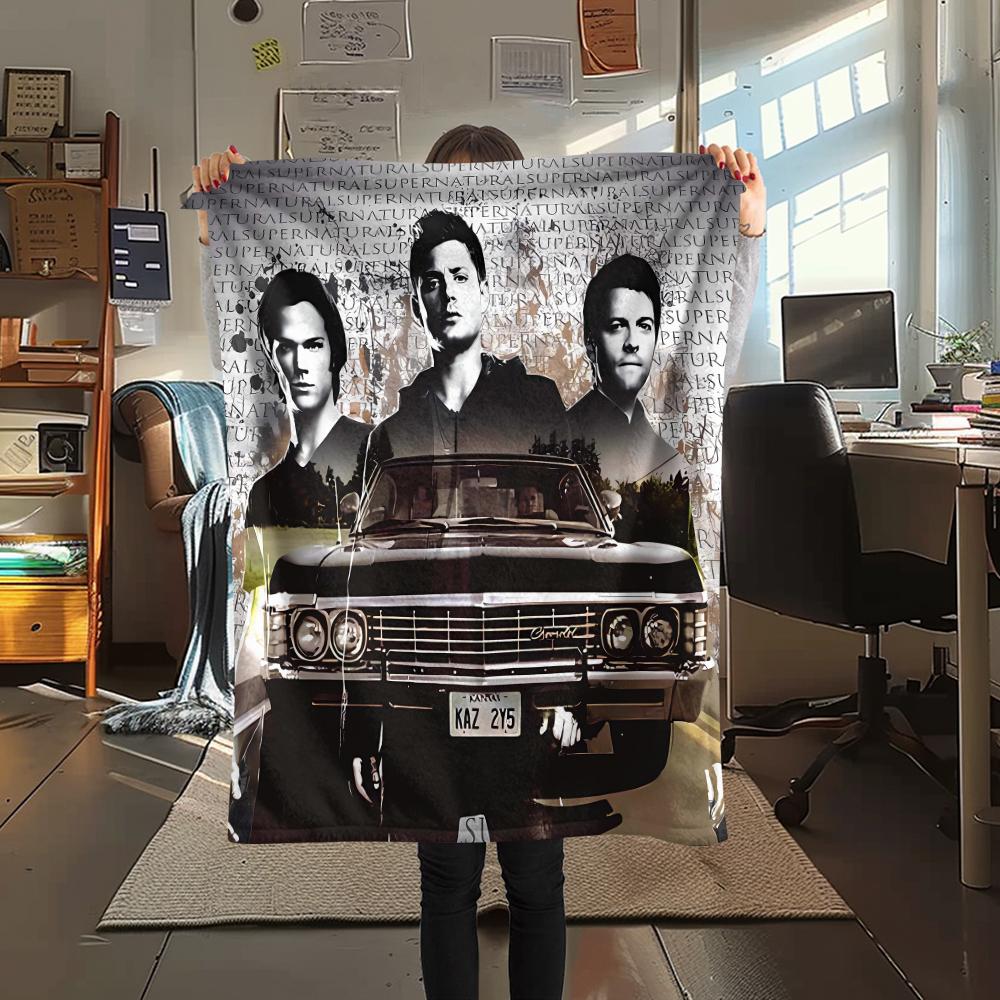 1Pc Supernatural Brothers Print Flannel Blanket, High quality Comfortable for All Seasons, Home Decor, Warmth and Comfort, Perfect for Christmas Gifts