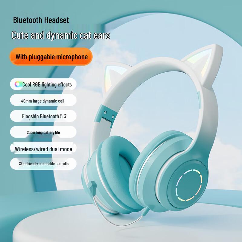 OIMG Luminous Cat Ear Gaming Bluetooth Headset