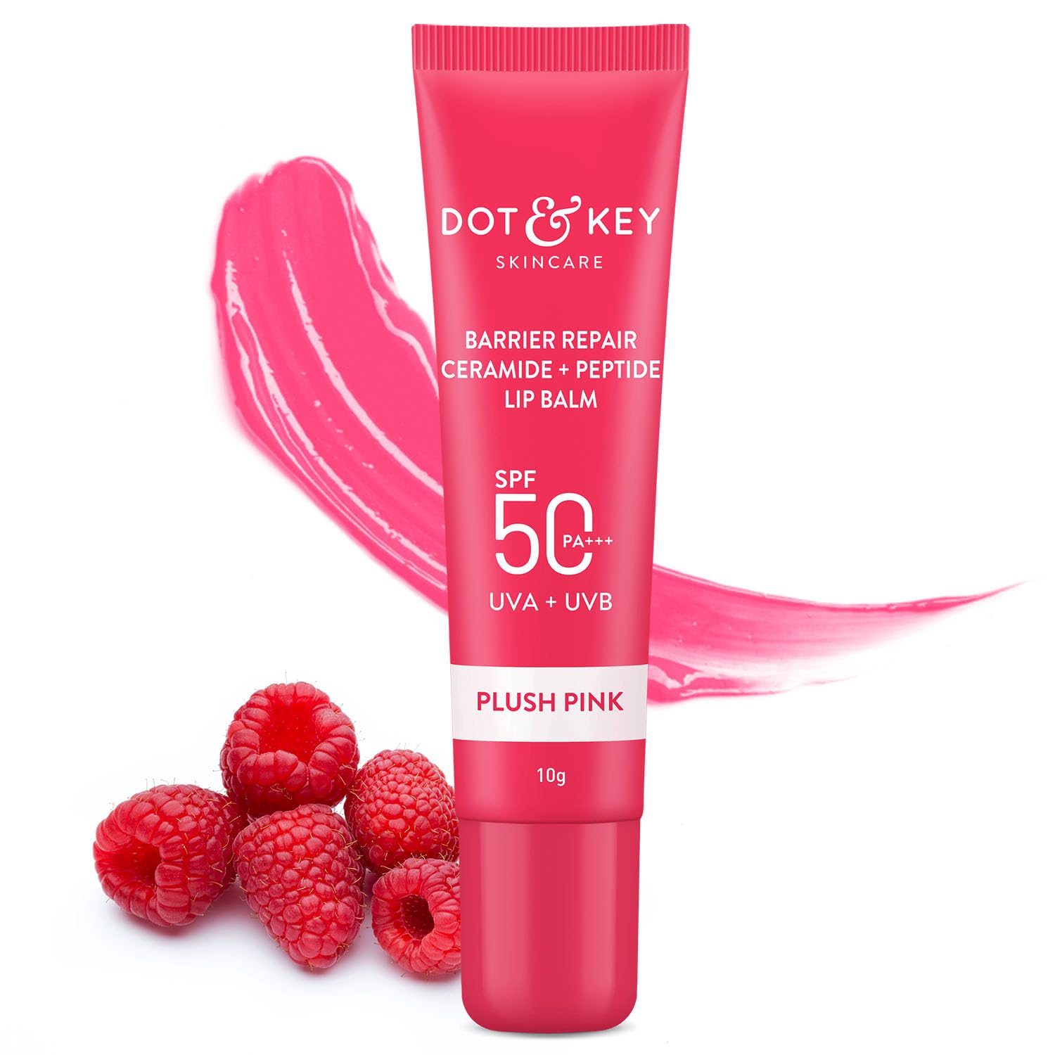 Dot & Key Ceramide & Peptide Lip Balm SPF 50+ PA+++ 10gm Pack of 1 | Tinted Lip Moisturizer for Soft, Plump, Protected Lips