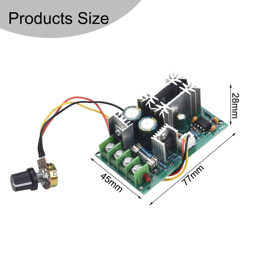 1 Stück 20A DC10-60V Motor Drehzahlregler Modul Dimmer Stromregler Digitalanzeige Entladeregulierung Für DC Bürstenmotoren