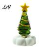 Handcrafted Holiday Table Decor Handmade Glass Christmas Tree Ornament with Star Top And Colorful Bead Details Festive Photo Props Desktop