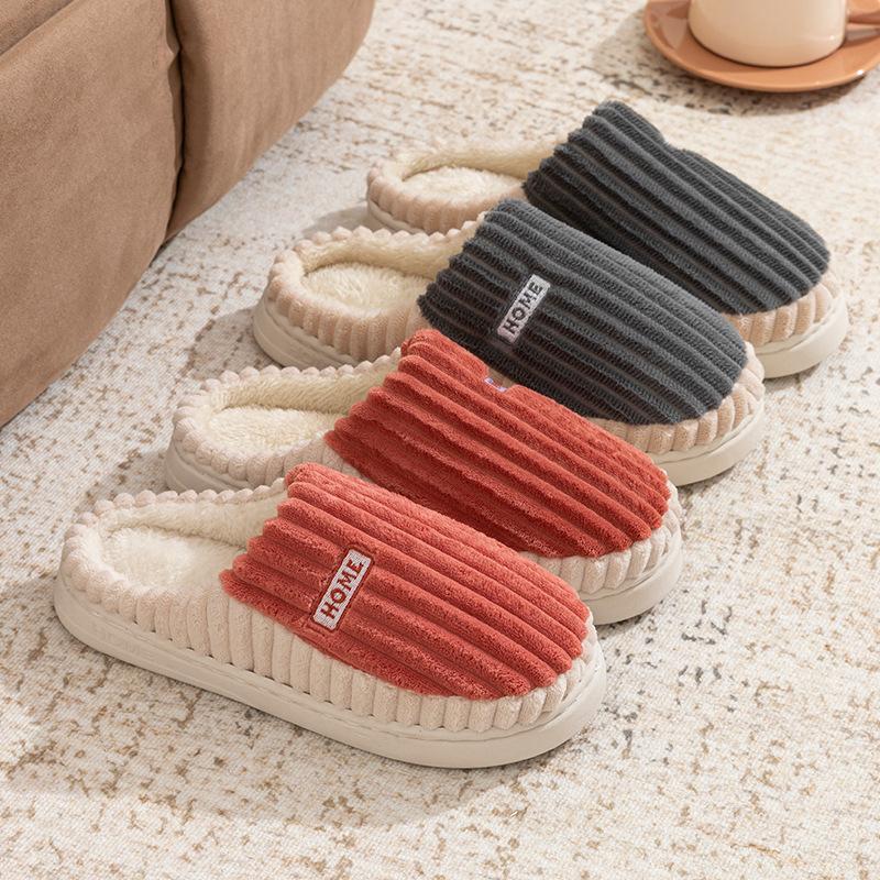 Cotton slippers home autumn and winter couple home cotton mop indoor non-slip cotton shoes velvet warm shoes